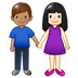 👩🏻‍🤝‍👨🏽 woman and man holding hands: light skin tone, medium skin tone display on Samsung